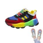 Colorful Women's Rainbow Lace-Up Sneakers for Comfort