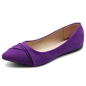 Ollio Women's Purple Faux Suede Ballet Flats