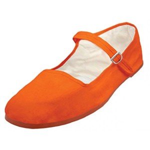 Vibrant Orange Mary Jane Ballerina Flats for Women