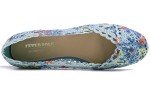 Blue Floral Women's Knit Lace Ballet Flats