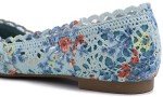 Blue Floral Women's Knit Lace Ballet Flats