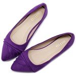 Ollio Women's Purple Faux Suede Ballet Flats
