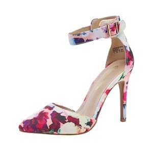 Floral High Heel Ankle Strap Pumps for Women