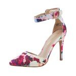 Floral High Heel Ankle Strap Pumps for Women