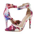 Floral High Heel Ankle Strap Pumps for Women