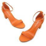 Colorful Chunky Heel Ankle Strap Sandals