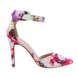 Floral High Heel Ankle Strap Pumps for Women
