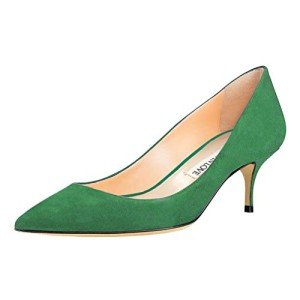 Joy in Love Green Kitten Heel Pumps for Women