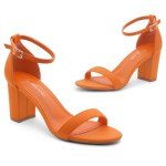 Colorful Chunky Heel Ankle Strap Sandals