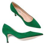 Joy in Love Green Kitten Heel Pumps for Women