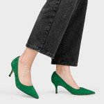 Joy in Love Green Kitten Heel Pumps for Women