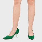 Joy in Love Green Kitten Heel Pumps for Women