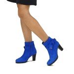 Colorful Chunky Heel Ankle Booties for Women