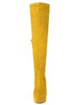Bright Yellow Over Knee Block Heel Boots