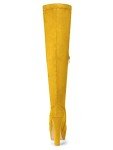 Bright Yellow Over Knee Block Heel Boots
