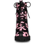 Colorful Women's Lace Up Chunky Heel Combat Boots