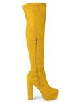 Bright Yellow Over Knee Block Heel Boots