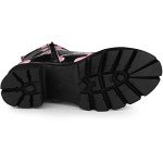 Colorful Women's Lace Up Chunky Heel Combat Boots