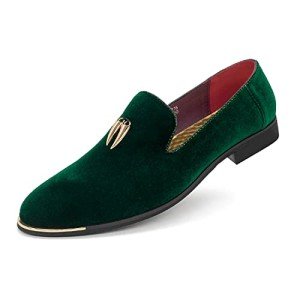 Men's Metallic Velvet Green Loafer Slip-ons - Size 11.5