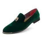 Men's Metallic Velvet Green Loafer Slip-ons - Size 11.5