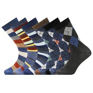 Fandecie Men's Funky Colorful Crew Socks - 6 Pairs