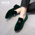 Men's Metallic Velvet Green Loafer Slip-ons - Size 11.5