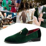 Men's Metallic Velvet Green Loafer Slip-ons - Size 11.5