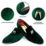 Men's Metallic Velvet Green Loafer Slip-ons - Size 11.5