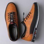 Men's Orange Leather Business Casual Oxford Shoes