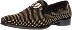 Stacy Adams Black/Gold Studded Slip-On Loafers