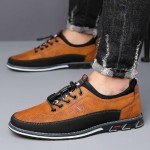 Men's Orange Leather Business Casual Oxford Shoes