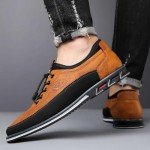 Men's Orange Leather Business Casual Oxford Shoes