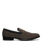 Stacy Adams Black/Gold Studded Slip-On Loafers