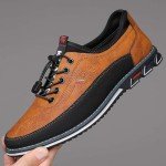Men's Orange Leather Business Casual Oxford Shoes