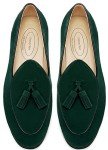 Men's Green Suede Tassel Slip-On Loafers