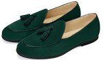 Men's Green Suede Tassel Slip-On Loafers