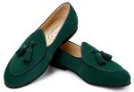 Men's Green Suede Tassel Slip-On Loafers