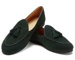 Men's Green Suede Tassel Slip-On Loafers