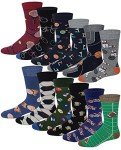 Men's Colorful Dress Socks - 12 Pairs Fun Designs