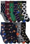 Men's Colorful Dress Socks - 12 Pairs Fun Designs