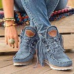 Colorful Boho Fringe Ankle Booties for Women