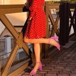 Hot Pink Strappy Ankle Strap Block Heel Sandals