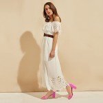 Hot Pink Strappy Ankle Strap Block Heel Sandals