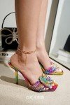 Colorful Rhinestone Knot Stiletto Heels for Women