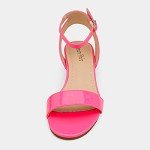 Neon Pink Open Toe Chunky Heel Sandals