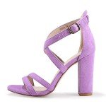 Lilac Strappy Chunky Heel Sandals for Women