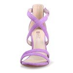 Lilac Strappy Chunky Heel Sandals for Women