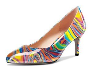 Aachcol Women's Rainbow Stiletto Mid Heel Pumps