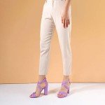 Lilac Strappy Chunky Heel Sandals for Women