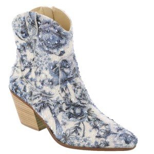 Betsey Johnson Floral Western Boots in Blue